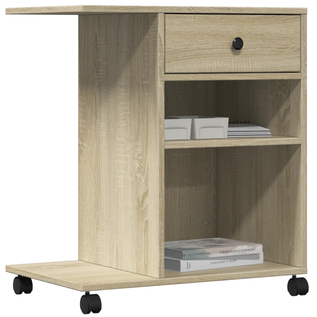 vidaXL Printer Stand with Wheels Sonoma Oak 60x40x68.5 cm 4