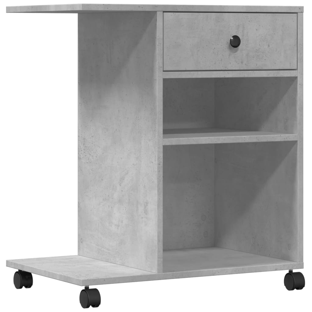 vidaXL Printer Stand with Wheels Concrete Grey 60x40x68.5 cm 2