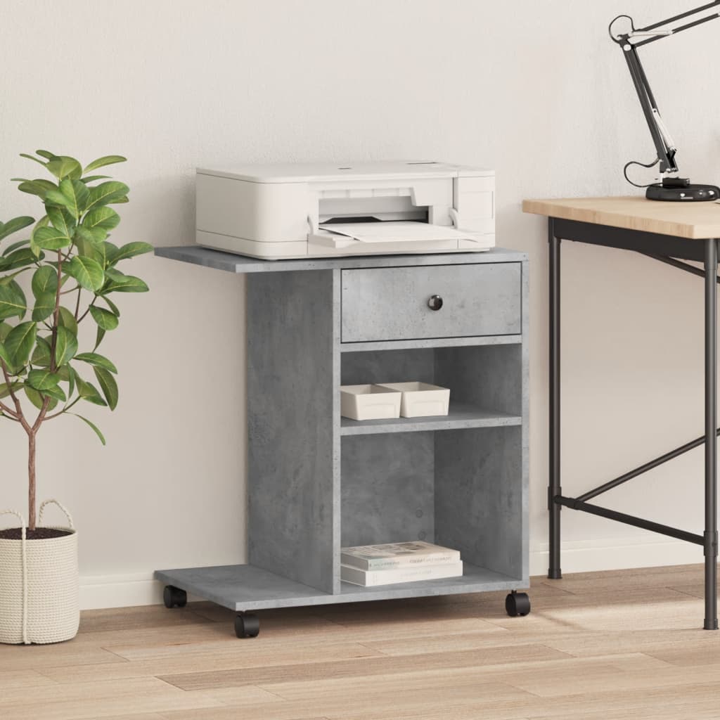 vidaXL Printer Stand with Wheels Concrete Grey 60x40x68.5 cm 3