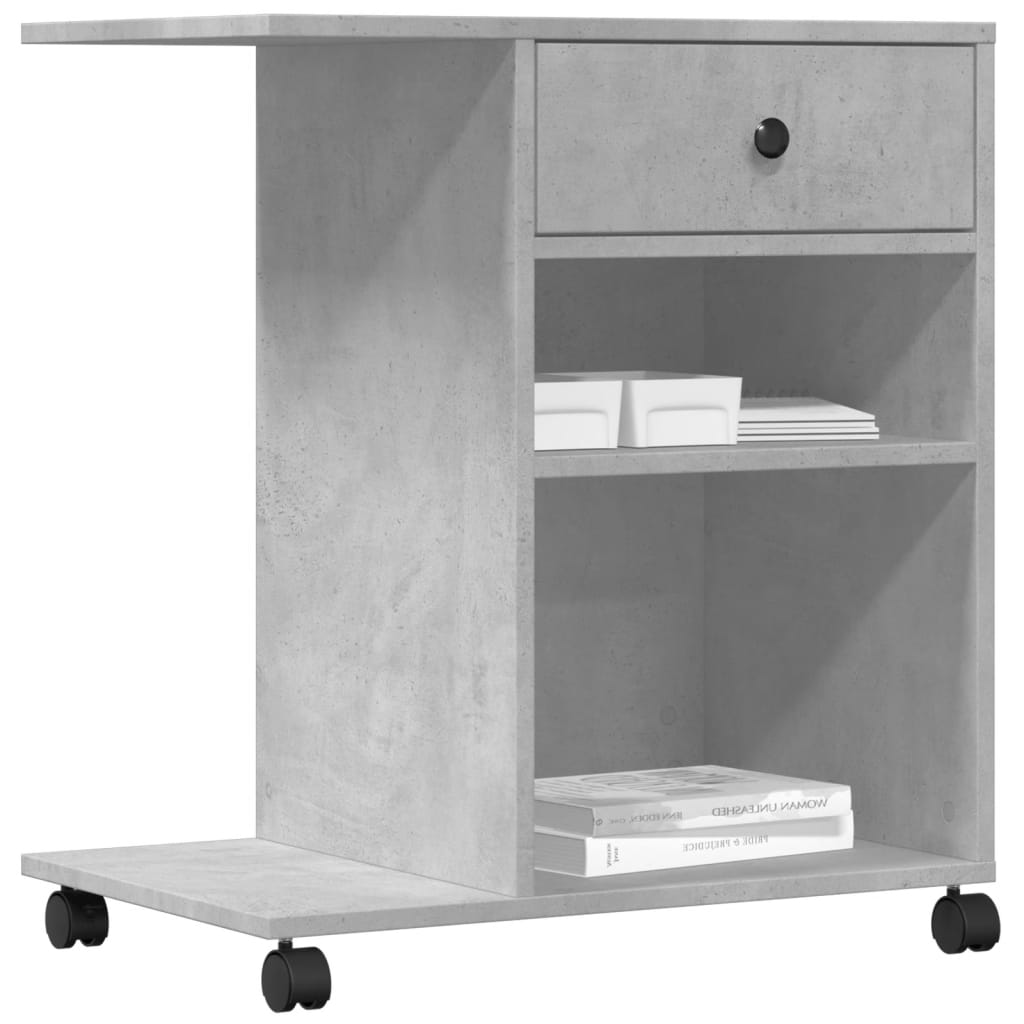 vidaXL Printer Stand with Wheels Concrete Grey 60x40x68.5 cm 4