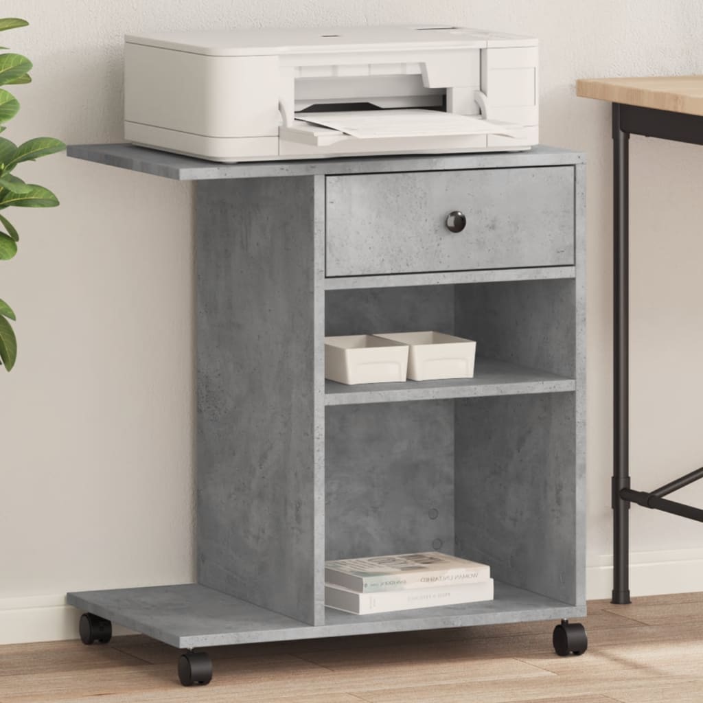 vidaXL Printer Stand with Wheels Concrete Grey 60x40x68.5 cm 1