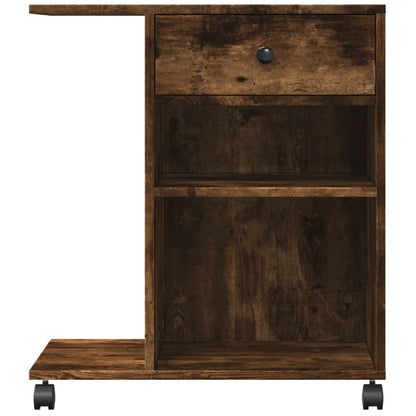 vidaXL Printer Stand with Wheels Smoked Oak 60x40x68.5 cm 5