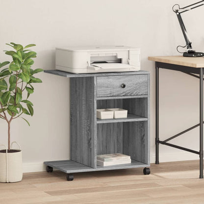 vidaXL Printer Stand with Wheels Grey Sonoma 60x40x68.5 cm 3