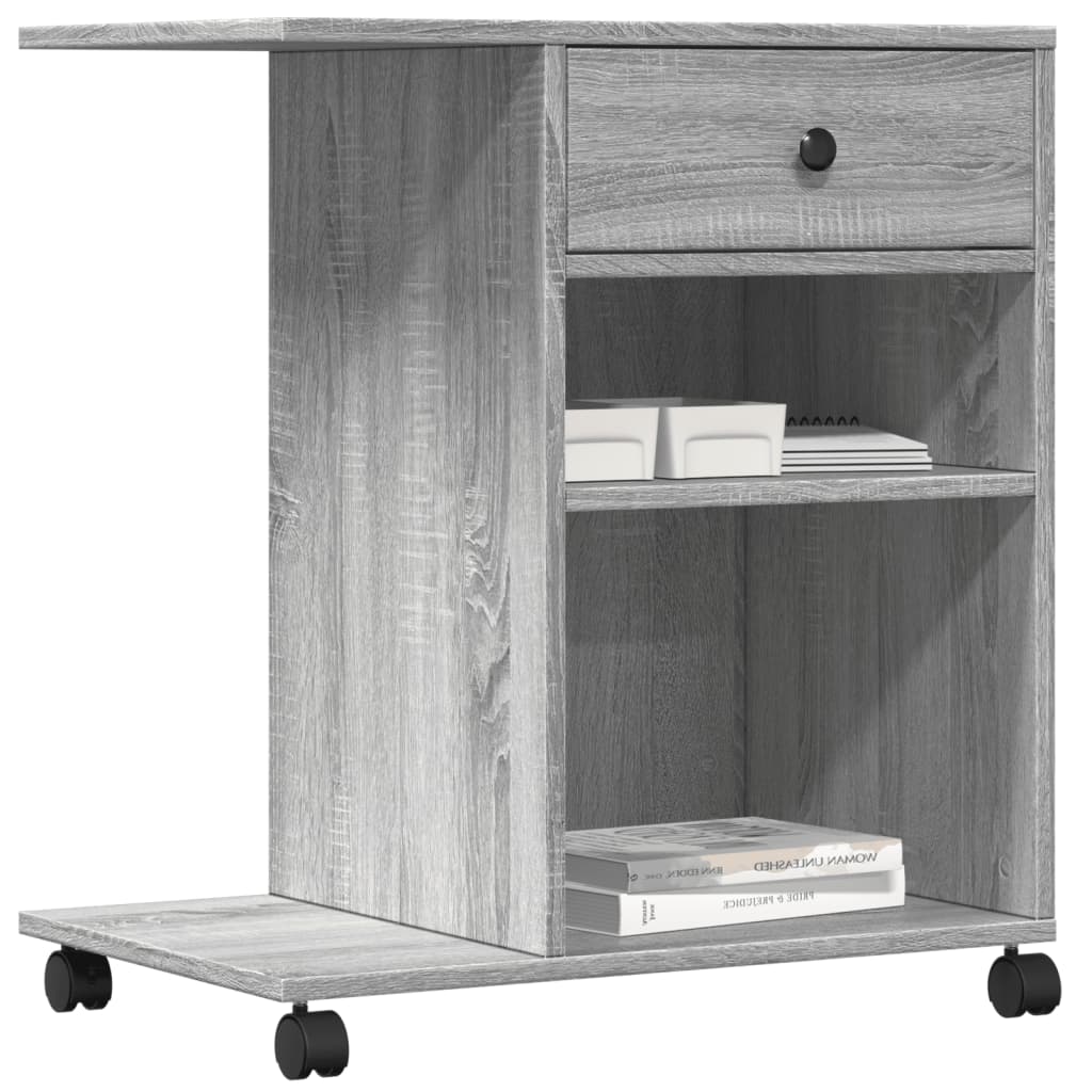 vidaXL Printer Stand with Wheels Grey Sonoma 60x40x68.5 cm 4
