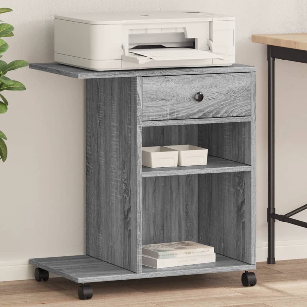 vidaXL Printer Stand with Wheels Grey Sonoma 60x40x68.5 cm 1
