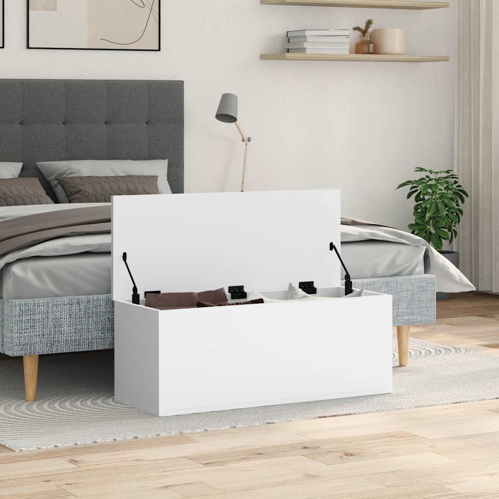 vidaXL Storage Box White 90x35x35 cm Engineered Wood 3