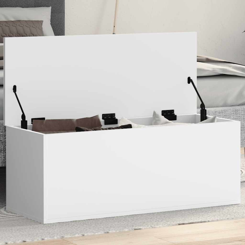 vidaXL Storage Box White 90x35x35 cm Engineered Wood 1