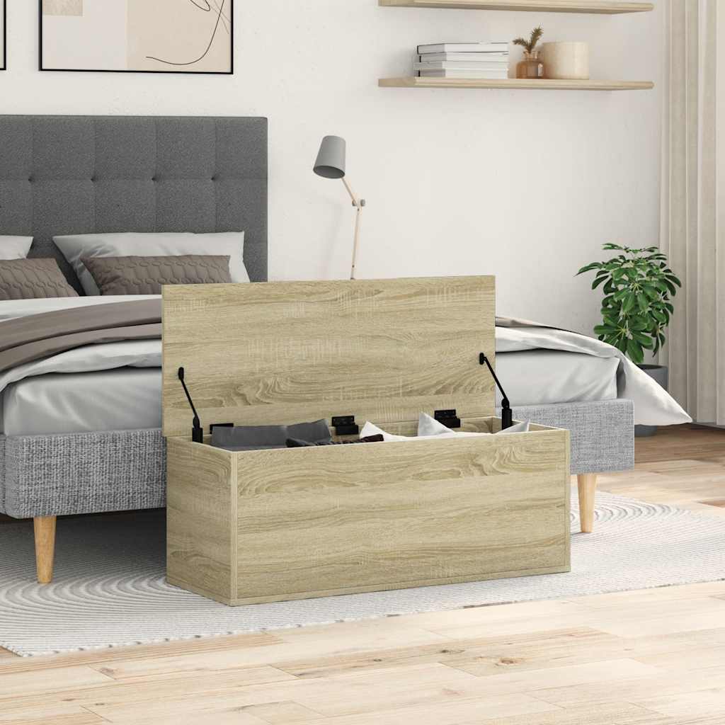 vidaXL Storage Box Sonoma Oak 90x35x35 cm Engineered Wood 3