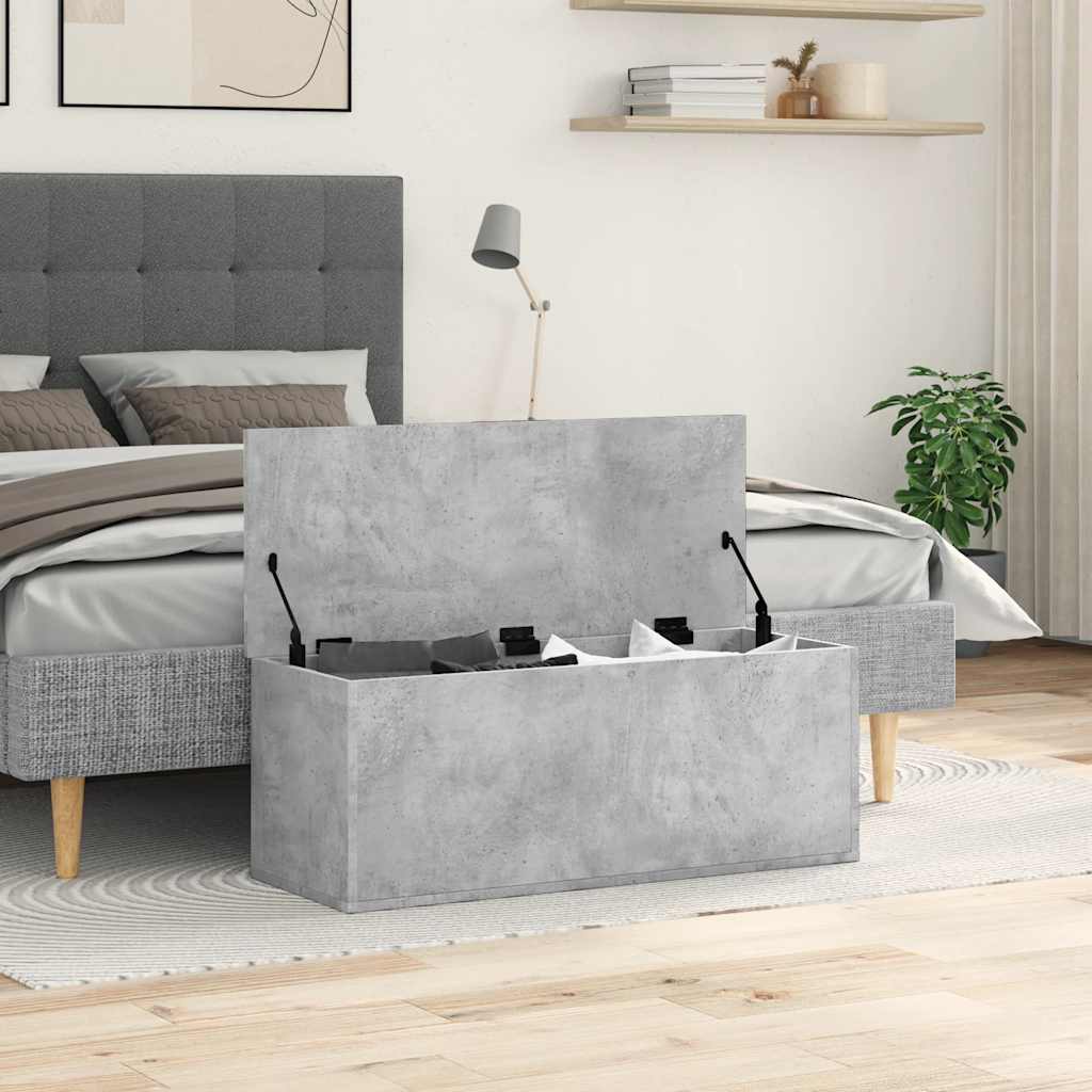 vidaXL Storage Box Concrete Grey 90x35x35 cm Engineered Wood 3