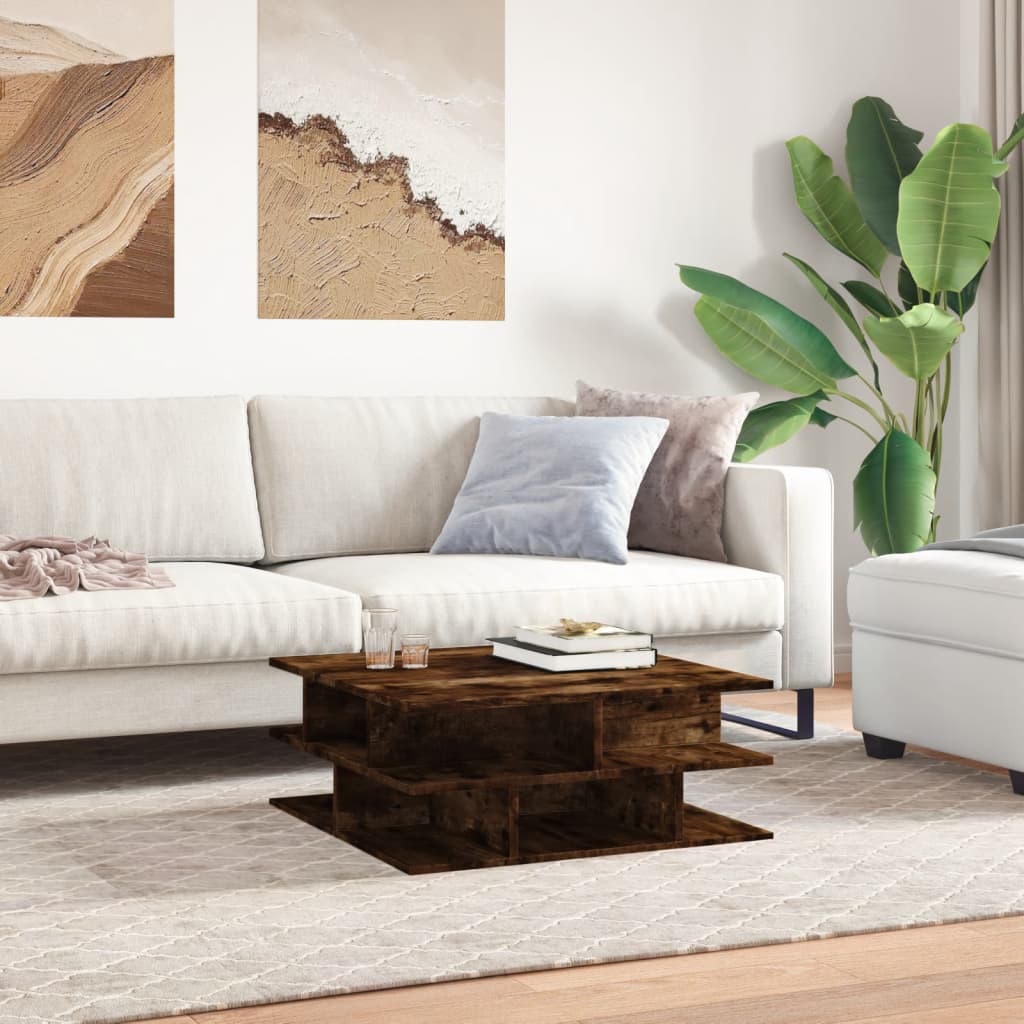 vidaXL Coffee Table Smoked Oak 70x70x29 cm Engineered Wood 3