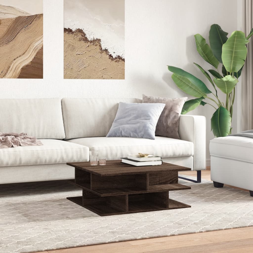vidaXL Coffee Table Brown Oak 70x70x29 cm Engineered Wood 3