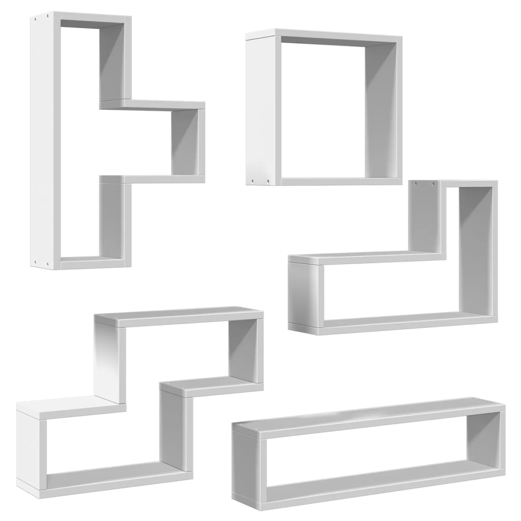 vidaXL Wall Shelf White 96x12x64 cm Engineered Wood 6