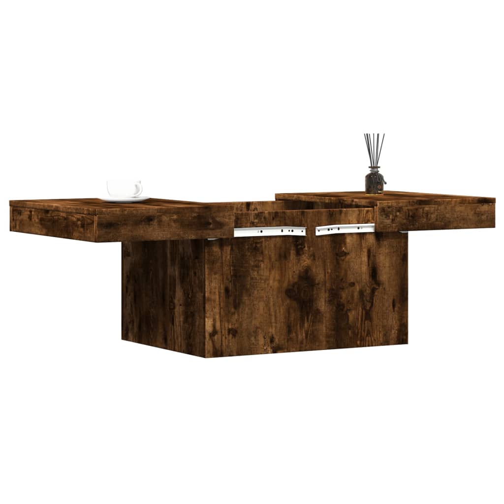 vidaXL Coffee Table Smoked Oak 80x55x40 cm Engineered Wood 4