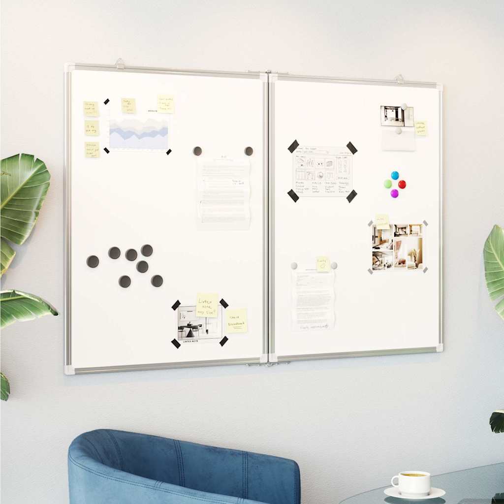 vidaXL Magnetic Whiteboard Foldable 120x100x1.7 cm Aluminium 1