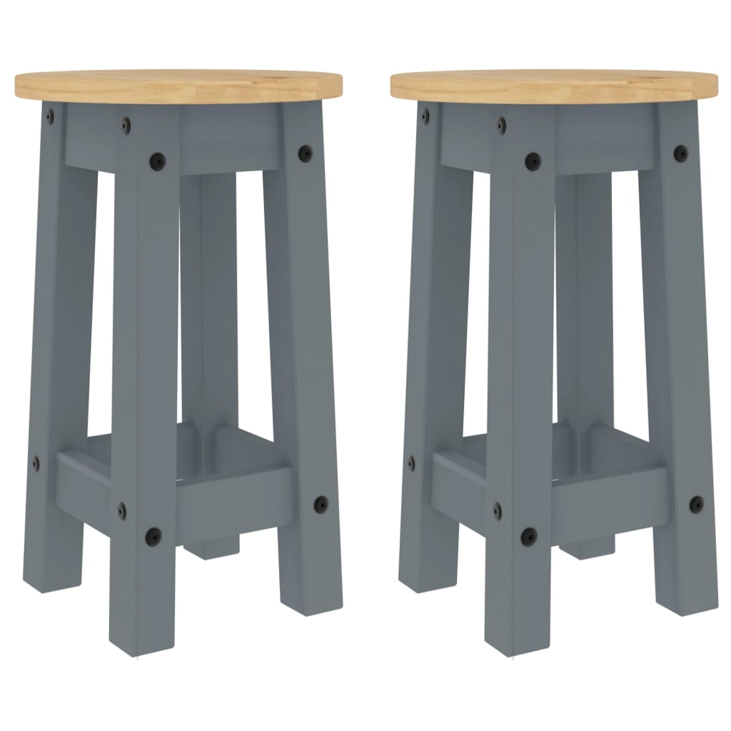 vidaXL Bar Stools 2 pcs Grey Solid Wood Pine 2