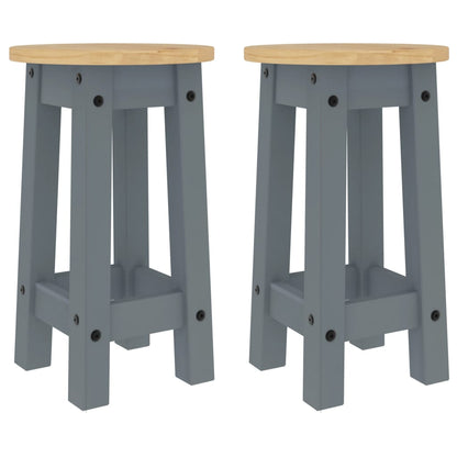 vidaXL Bar Stools 2 pcs Grey Solid Wood Pine 2