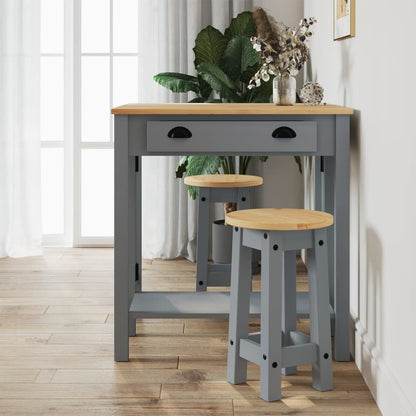 vidaXL Bar Stools 2 pcs Grey Solid Wood Pine 3