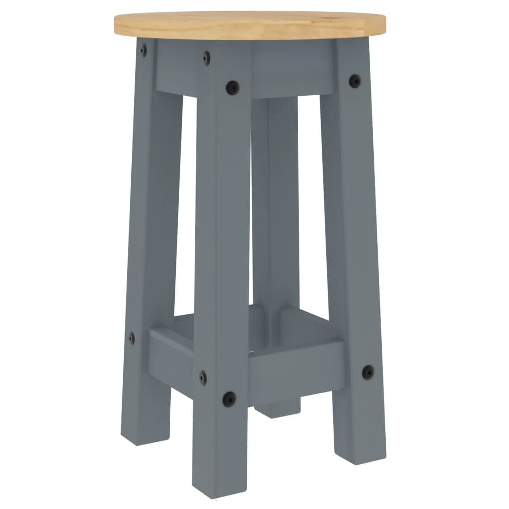 vidaXL Bar Stools 2 pcs Grey Solid Wood Pine 4