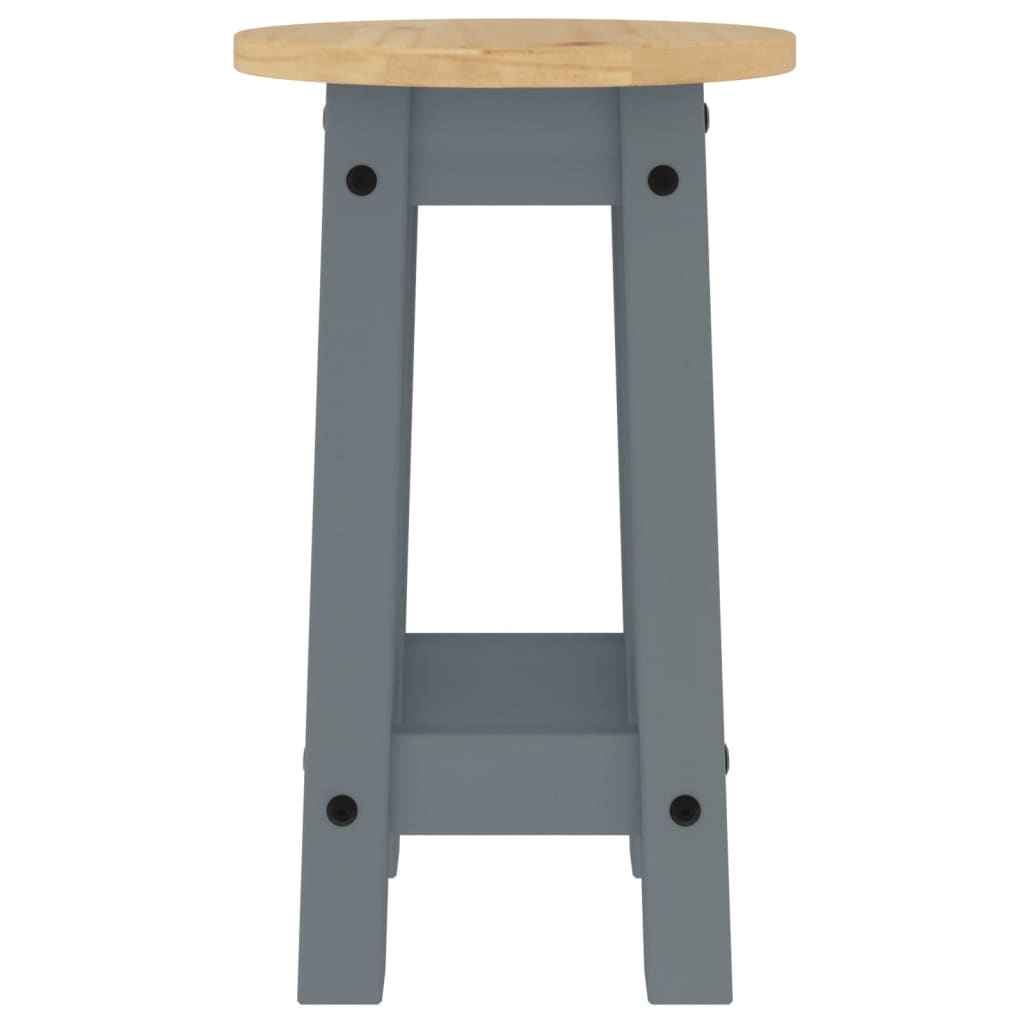 vidaXL Bar Stools 2 pcs Grey Solid Wood Pine 6