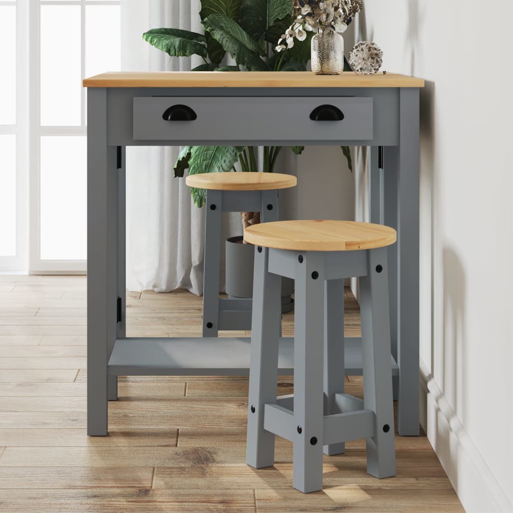 vidaXL Bar Stools 2 pcs Grey Solid Wood Pine 1
