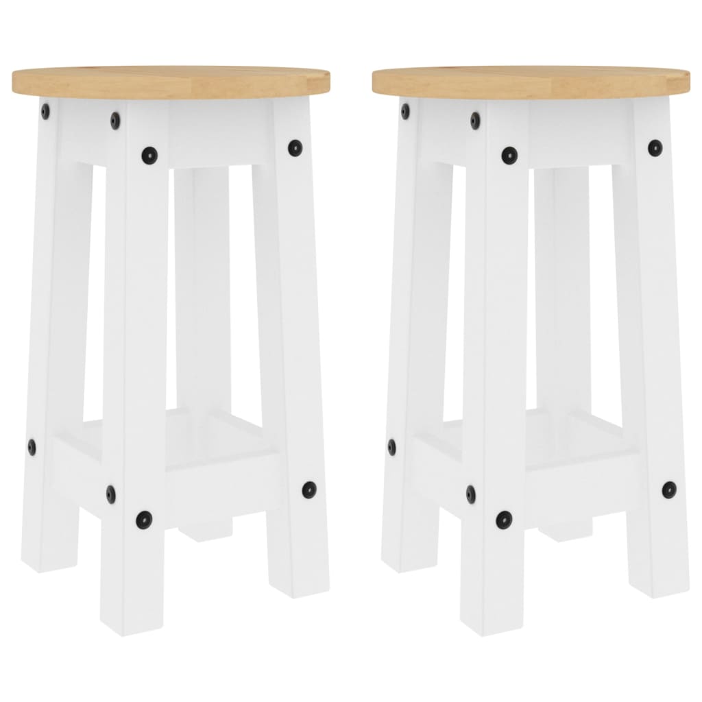 vidaXL Bar Stools 2 pcs White Solid Wood Pine 2