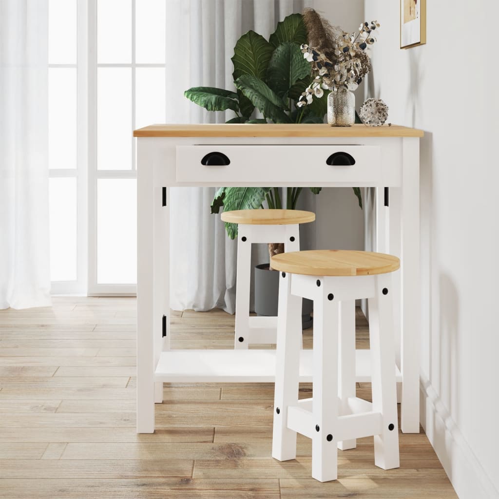 vidaXL Bar Stools 2 pcs White Solid Wood Pine 3