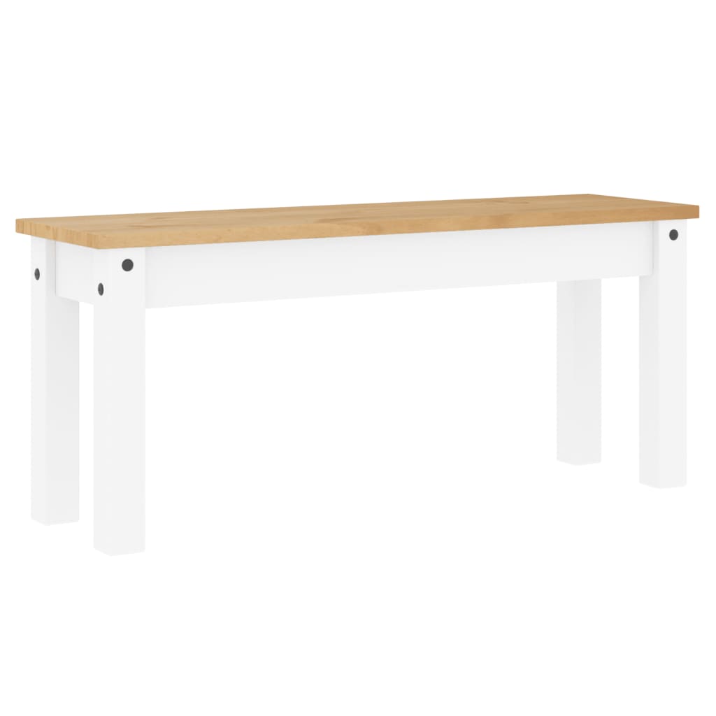 vidaXL Dining Bench PANAMA White 105x30x45 cm Solid Wood Pine 2