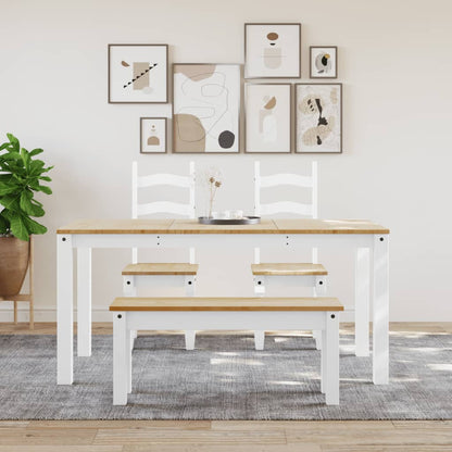 vidaXL Dining Bench PANAMA White 105x30x45 cm Solid Wood Pine 3