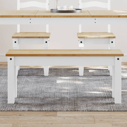 vidaXL Dining Bench PANAMA White 105x30x45 cm Solid Wood Pine 1