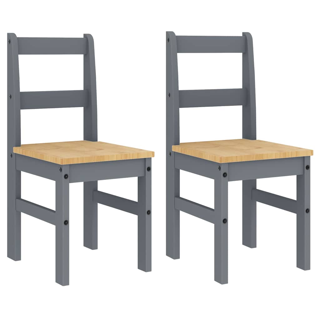 vidaXL Dining Chairs 2 pcs "PANAMA" Grey 40x46x90 cm Solid Wood Pine 2