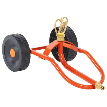 vidaXL Wheeled Sprinkler Sled with Rotatable Head Red Steel 1
