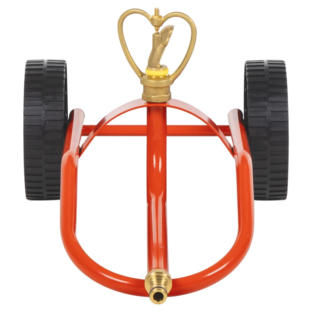 vidaXL Wheeled Sprinkler Sled with Rotatable Head Red Steel 2