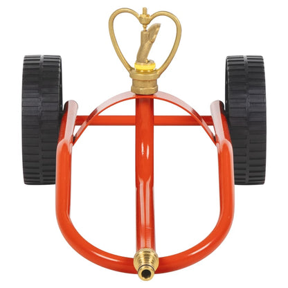 vidaXL Wheeled Sprinkler Sled with Rotatable Head Red Steel 2