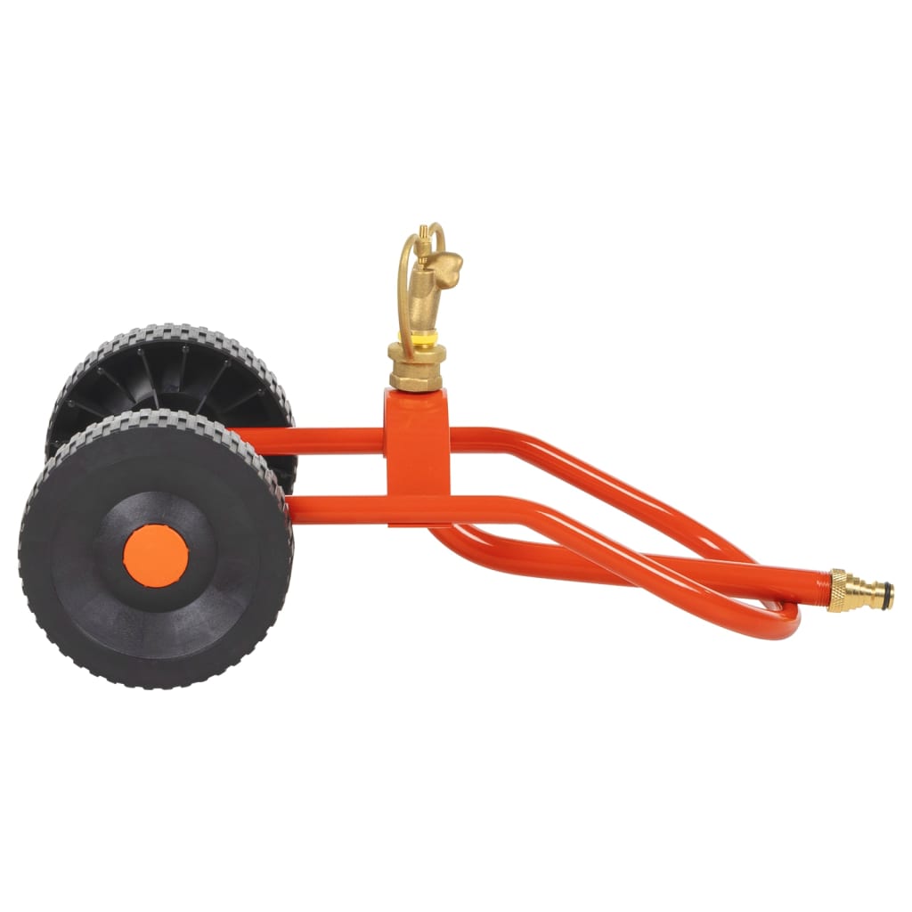 vidaXL Wheeled Sprinkler Sled with Rotatable Head Red Steel 3