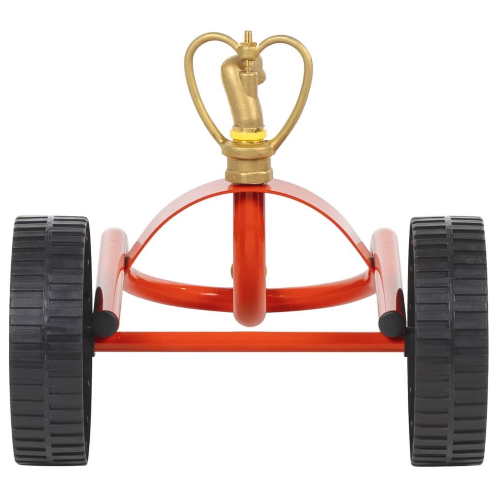 vidaXL Wheeled Sprinkler Sled with Rotatable Head Red Steel 4