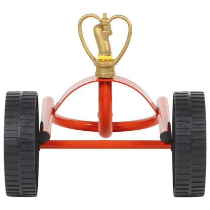 vidaXL Wheeled Sprinkler Sled with Rotatable Head Red Steel 4