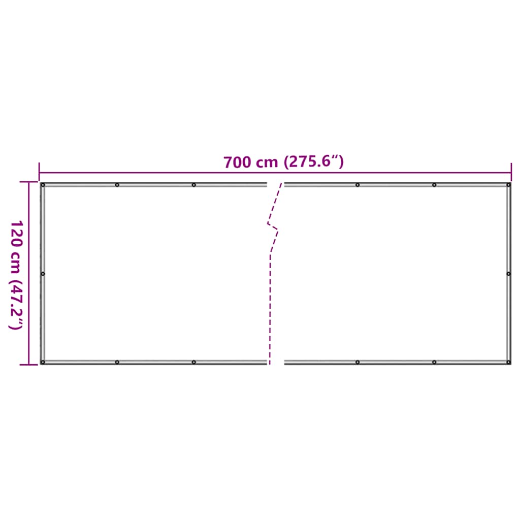 vidaXL Balcony Privacy Screen White 700x120 cm PVC 6
