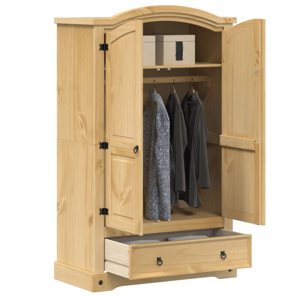 vidaXL Wardrobe "Corona" 101x52x170 cm Solid Wood Pine 1