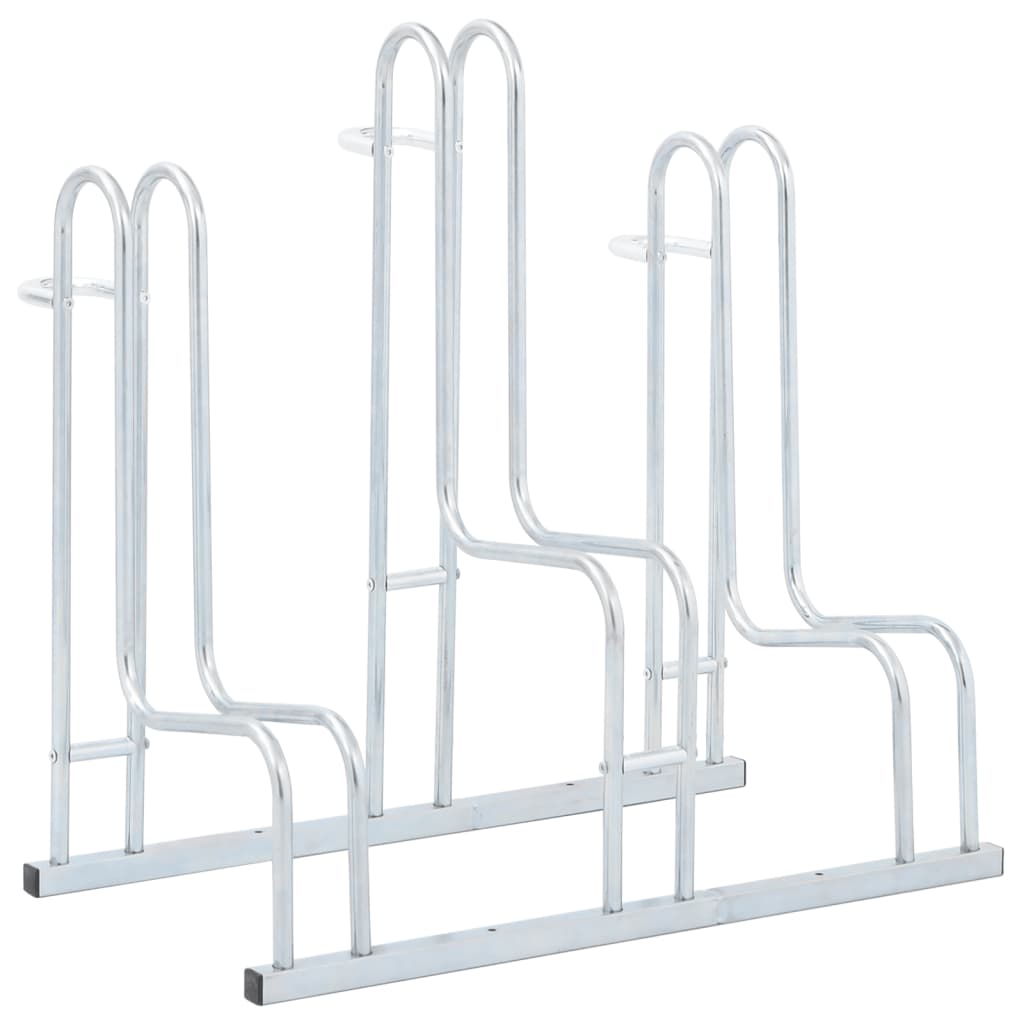 vidaXL Bicycle Stand for 3 Bikes Floor Freestanding Galvanised Steel 1