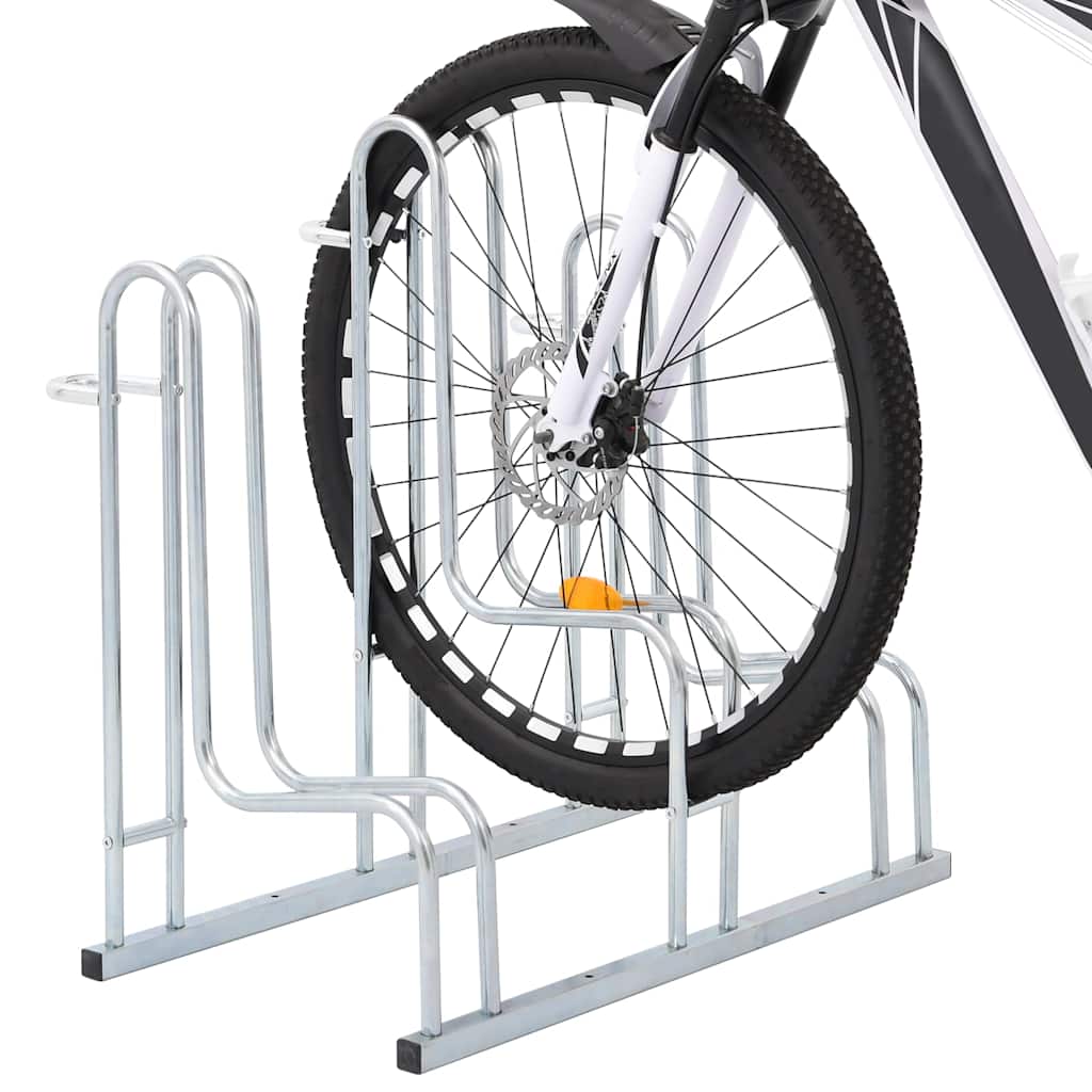 vidaXL Bicycle Stand for 3 Bikes Floor Freestanding Galvanised Steel 2