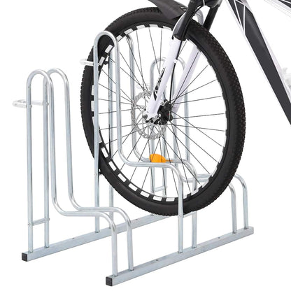 vidaXL Bicycle Stand for 3 Bikes Floor Freestanding Galvanised Steel 2