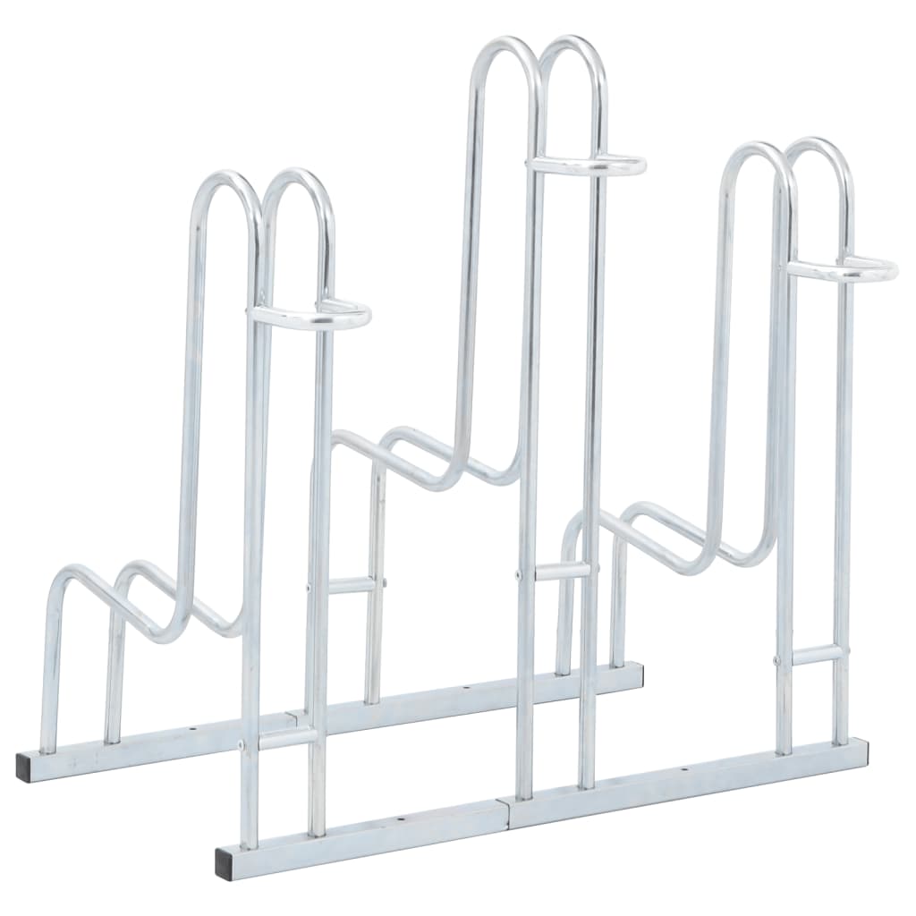 vidaXL Bicycle Stand for 3 Bikes Floor Freestanding Galvanised Steel 5