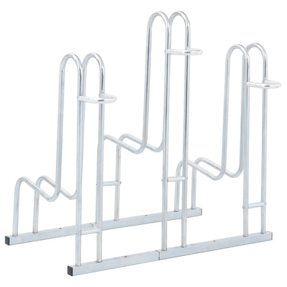 vidaXL Bicycle Stand for 3 Bikes Floor Freestanding Galvanised Steel 5
