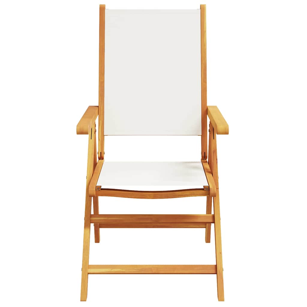 Folding Chairs Fabric Solid Wood Cream