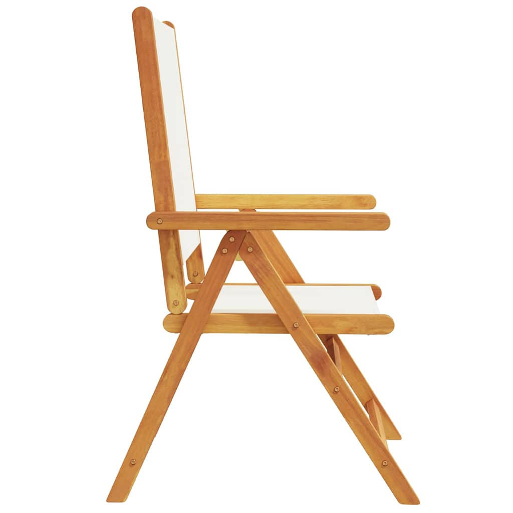 Reclining Folding Chairs Fabric Solid Wood Cream