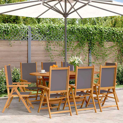 Reclining Folding Chairs Fabric and Solid Wood 8 pcs Anthracite