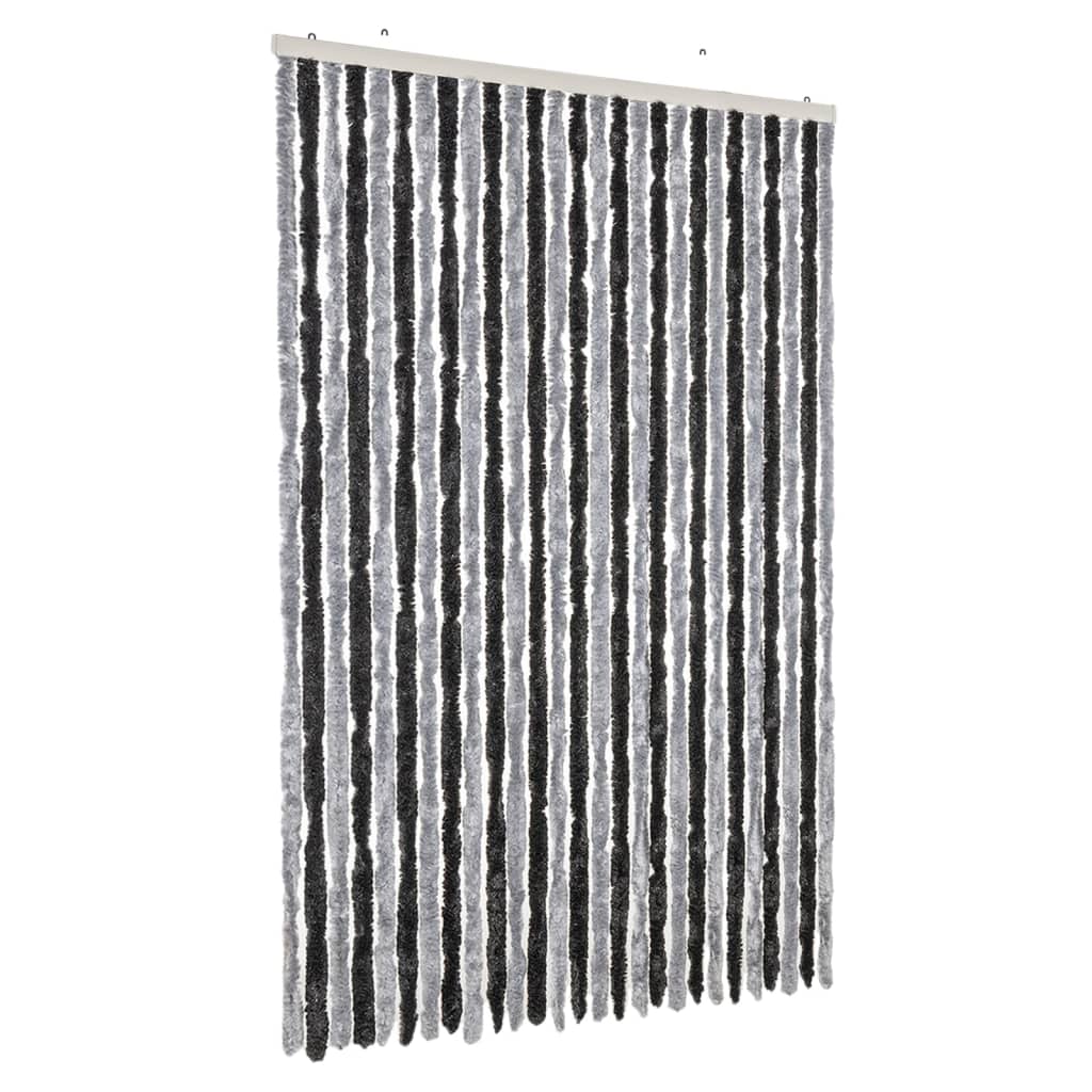 vidaXL Fly Curtain Grey and Black 118x220 cm Chenille 2