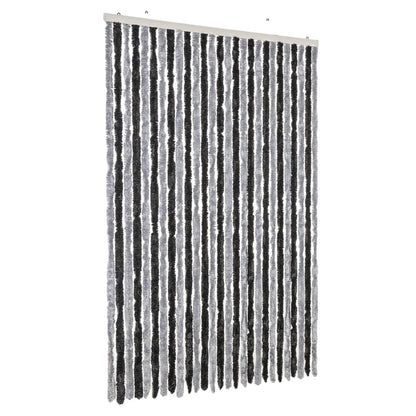 vidaXL Fly Curtain Grey and Black 118x220 cm Chenille 2