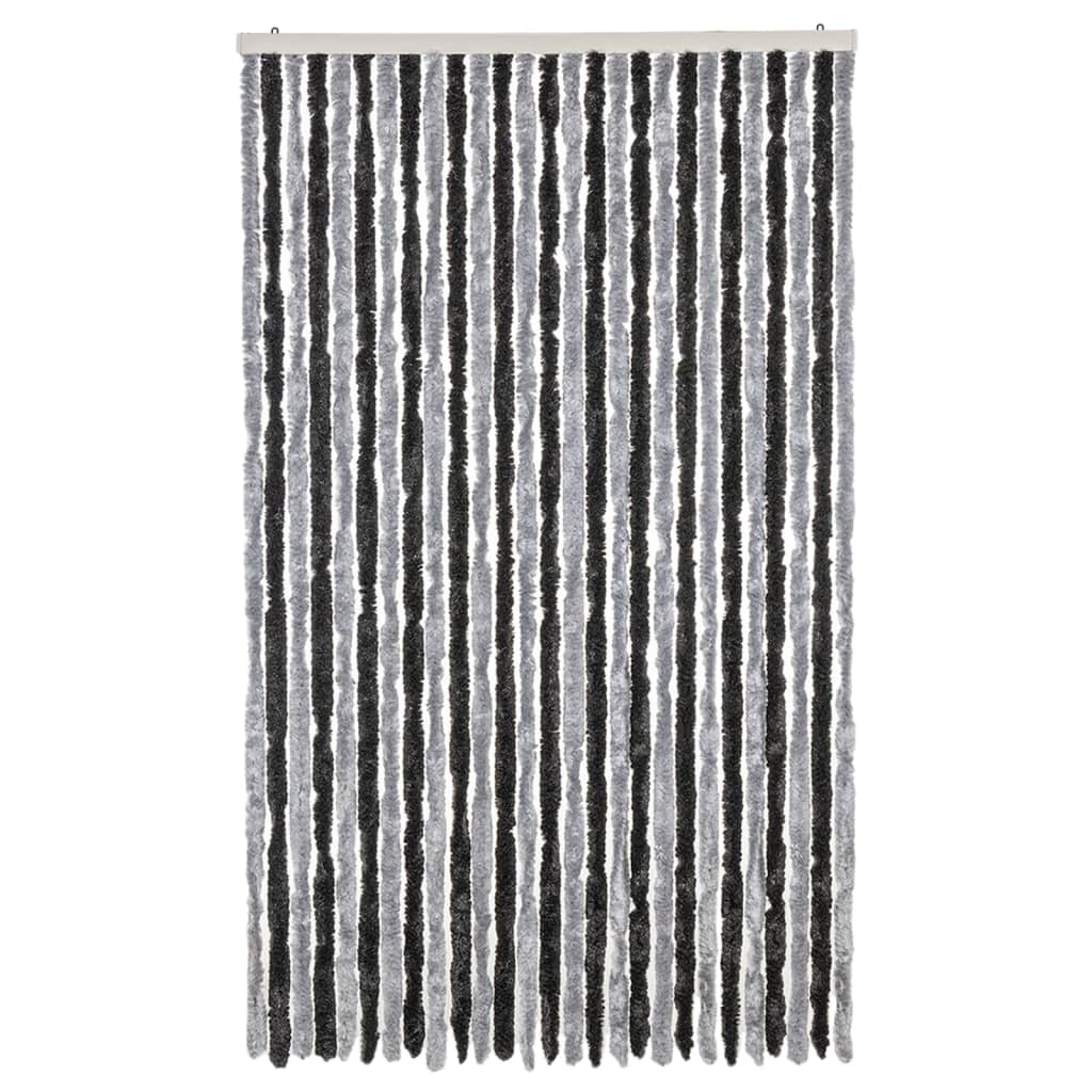 vidaXL Fly Curtain Grey and Black 118x220 cm Chenille 3