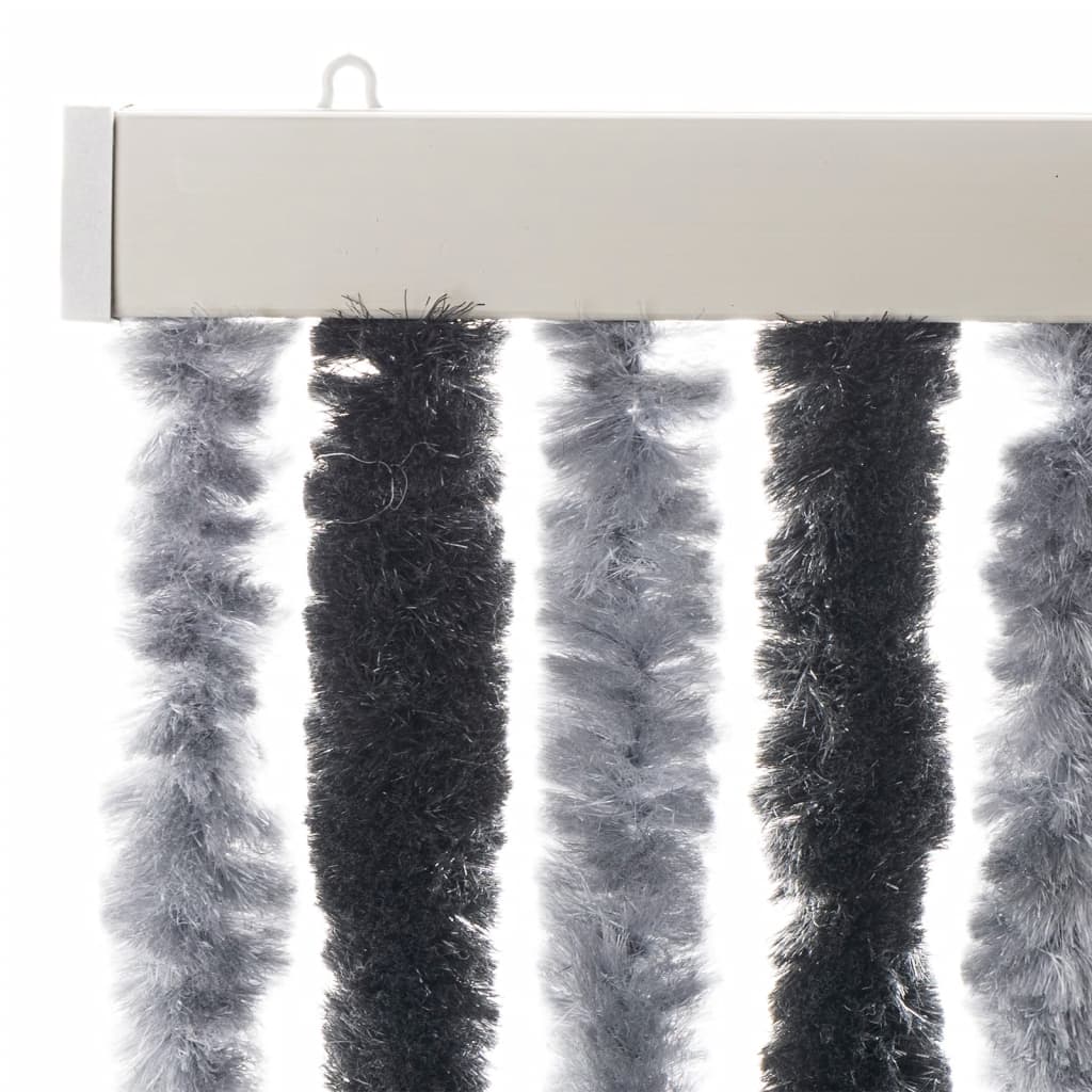 vidaXL Fly Curtain Grey and Black 118x220 cm Chenille 4